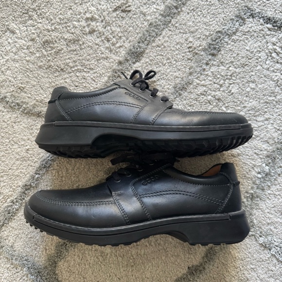 ECCO Fusion Oxford Dress Shoes Black Leather Lace-Up Moc Toe 11 new without box - Picture 5 of 12